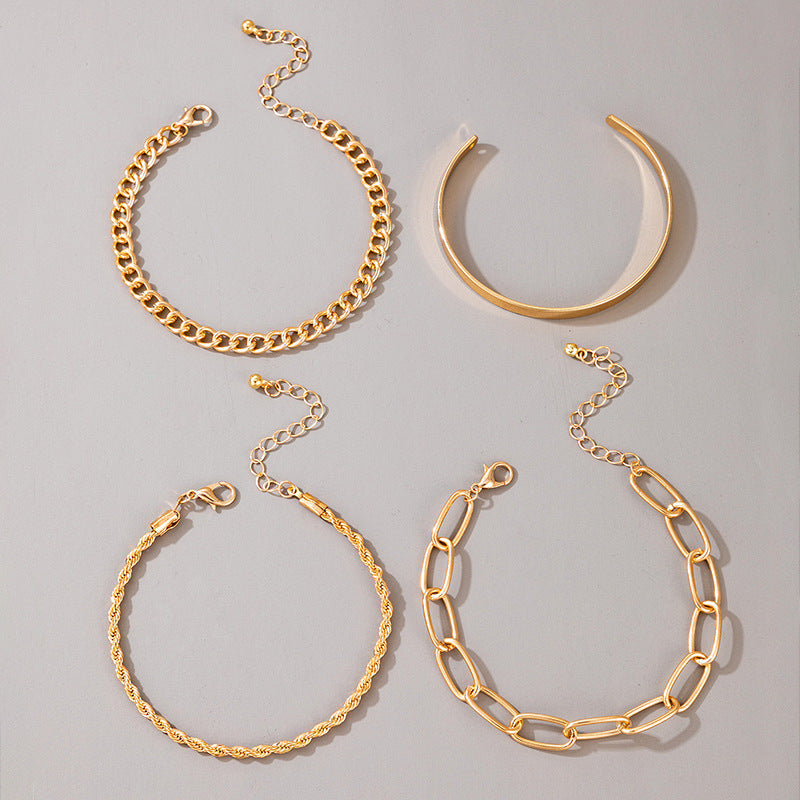 GP SKY Gold Chain Bracelet Set (4-piece Minimalist Collection)