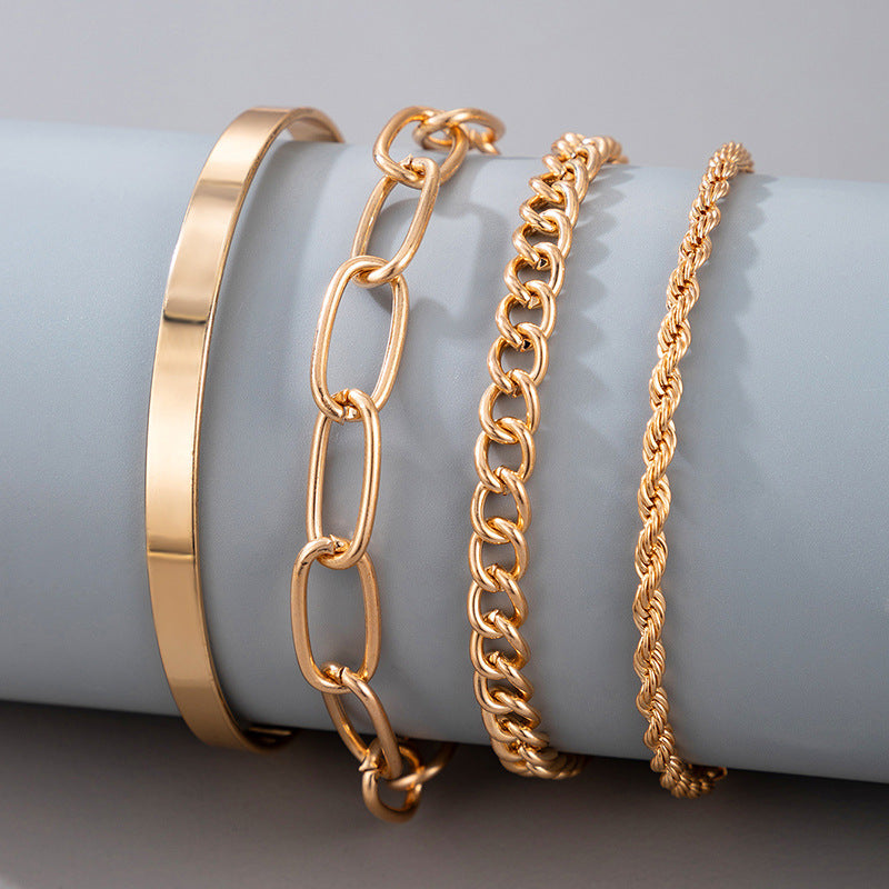 GP SKY Gold Chain Bracelet Set (4-piece Minimalist Collection)