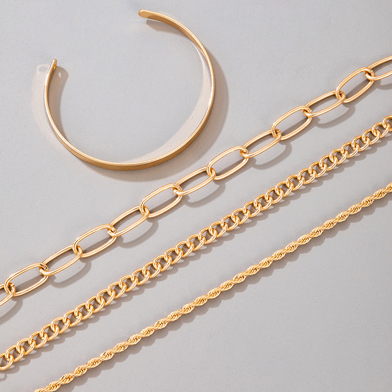 GP SKY Gold Chain Bracelet Set (4-piece Minimalist Collection)